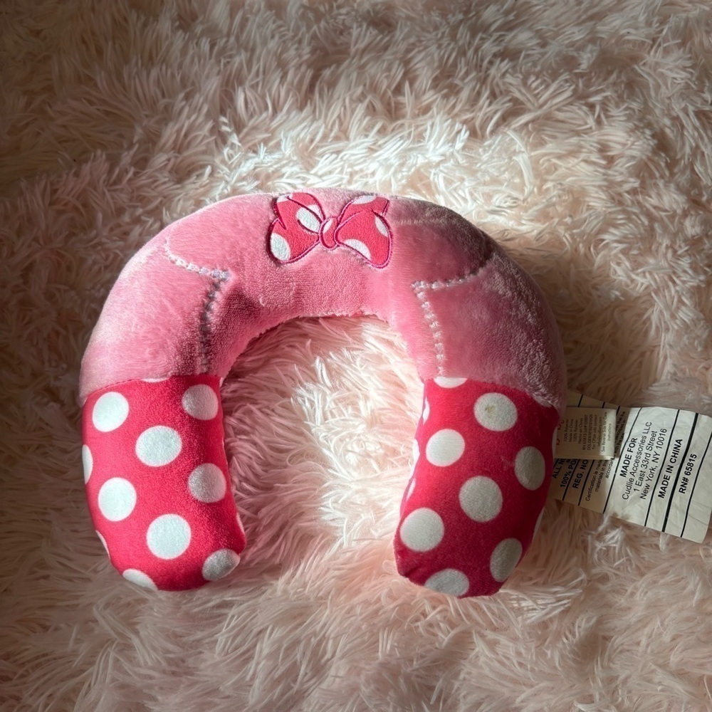 Disney Minnie Mouse Pink Polka Dot Travel Neck Pillow